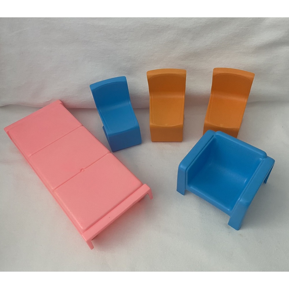 Vtg Barbie 1973  Furniture Lot Mattel Chairs Bed